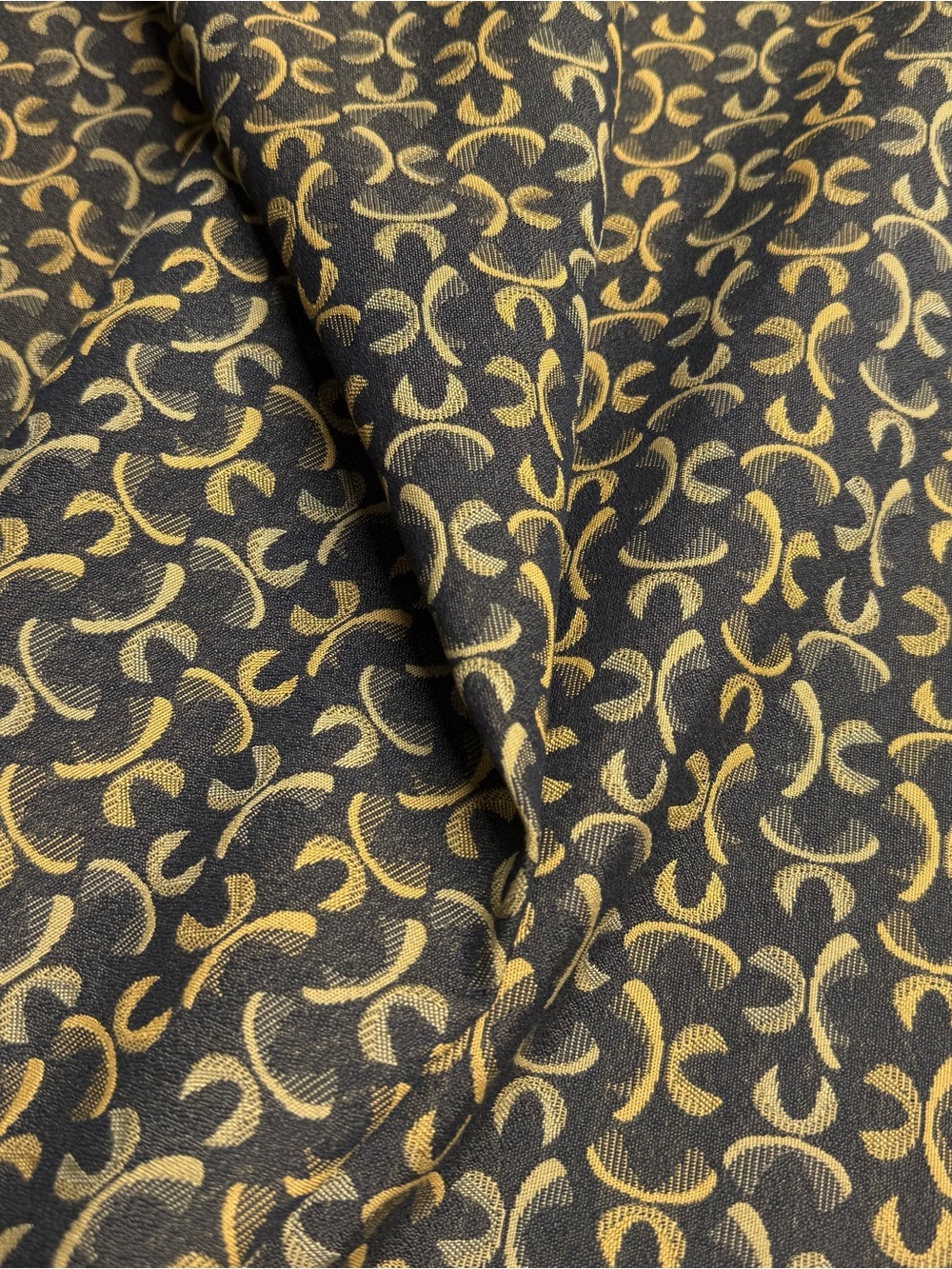Fabric By The Yard Navy Blue And Gold Geometric Pattern Jacquard Upholstery